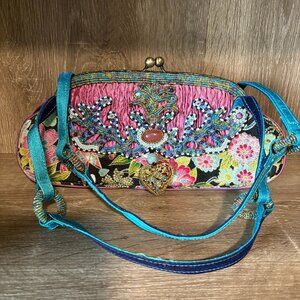 MARY FRANCIS Deco Pink, Black & Tuquoise Handbag NWOT